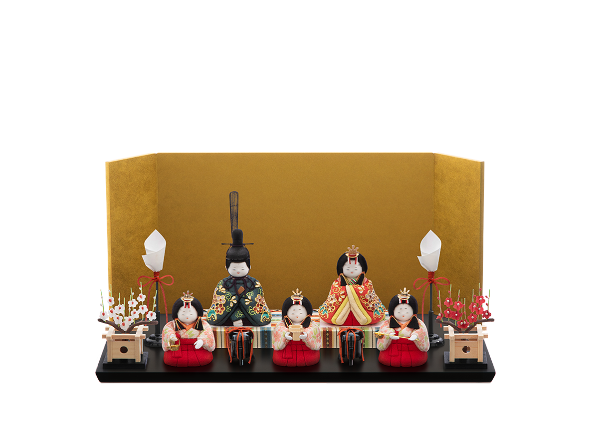 桃山雛  本金箔蒔絵  五人飾り