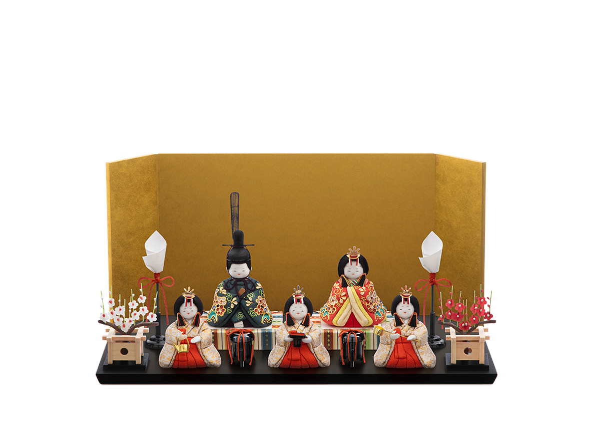 桃山雛  本金箔蒔絵  五人飾り