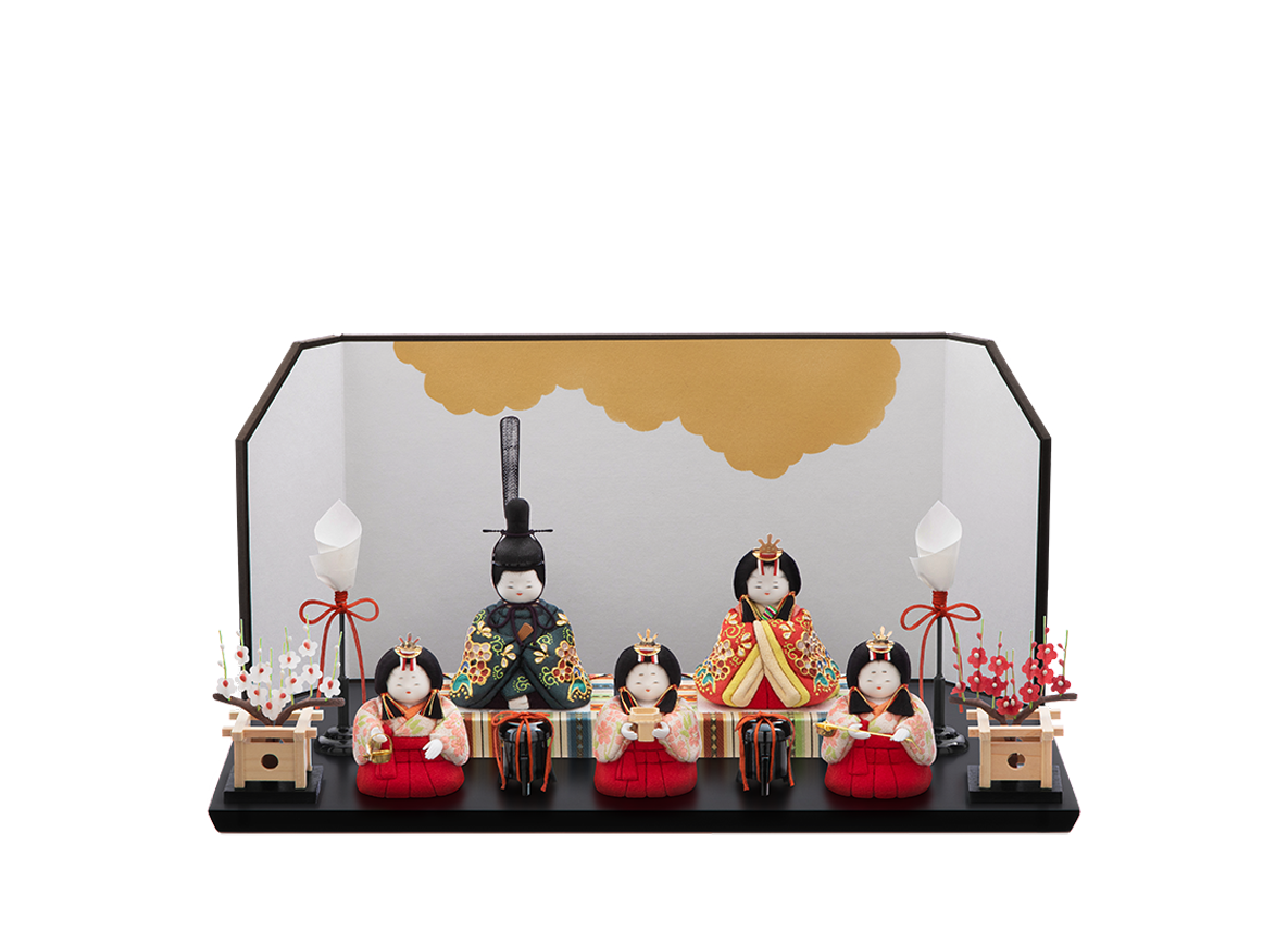 桃山雛  本金箔蒔絵  五人飾り