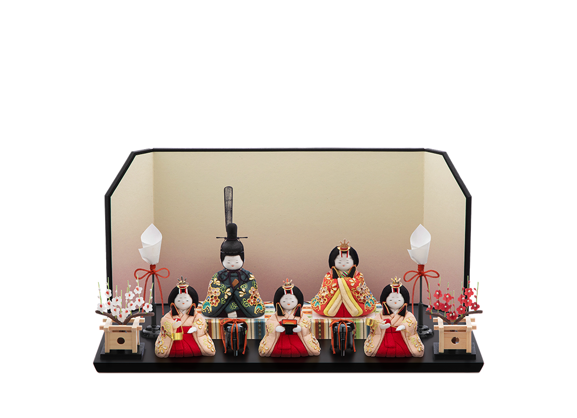 桃山雛 本金箔蒔絵  五人飾り