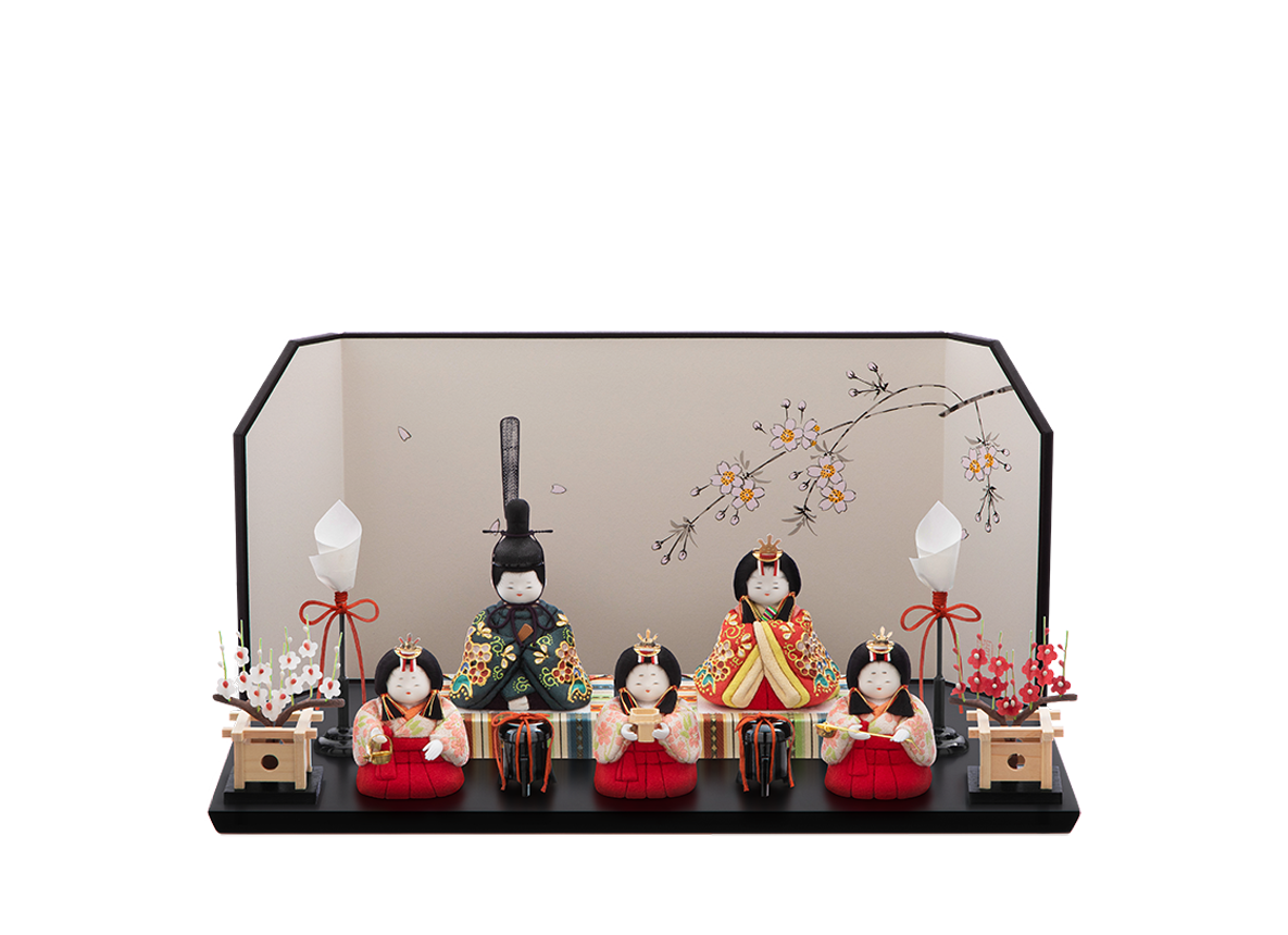 桃山雛  本金箔蒔絵  五人飾り