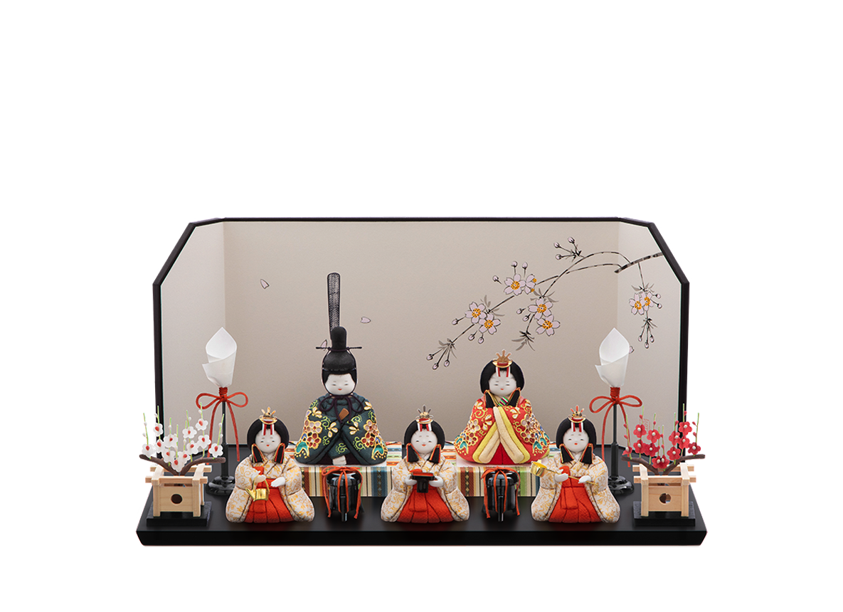 桃山雛  本金箔蒔絵  五人飾り