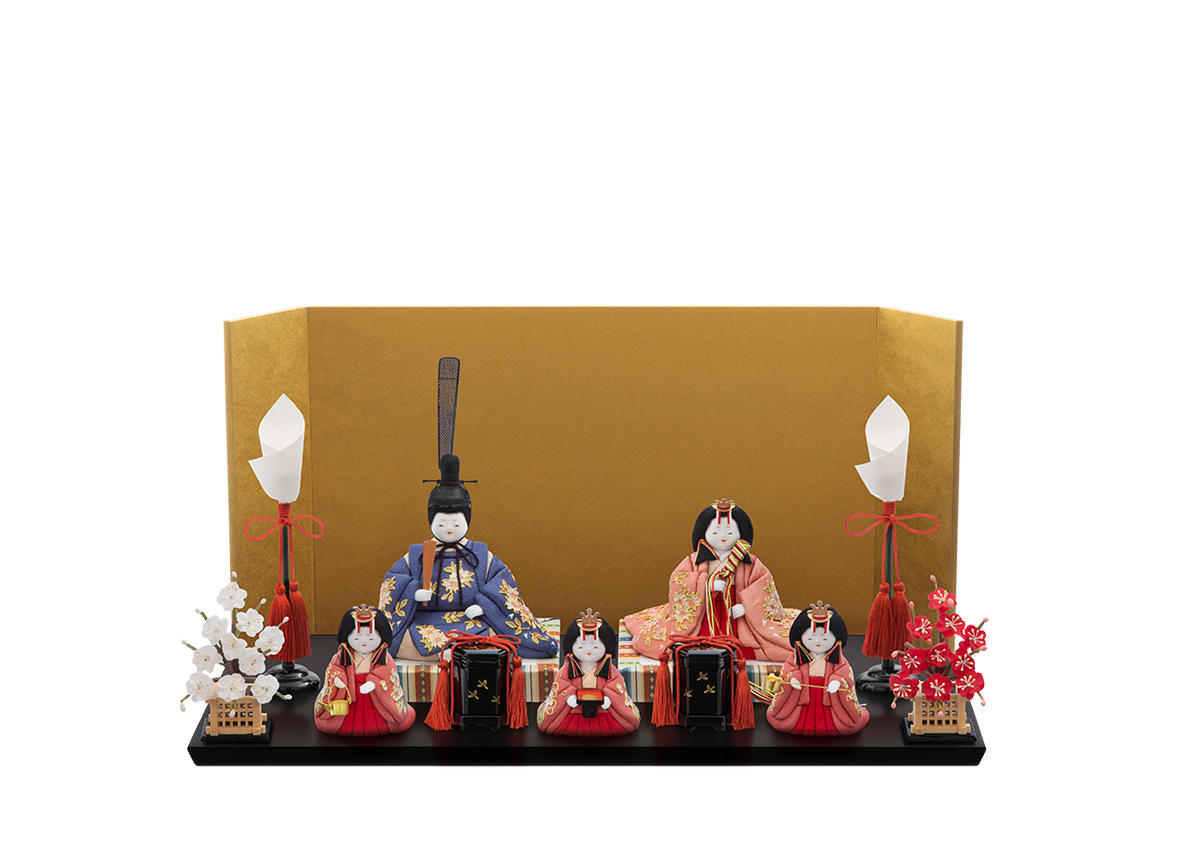 宝寿雛 本金箔蒔絵 五人飾り