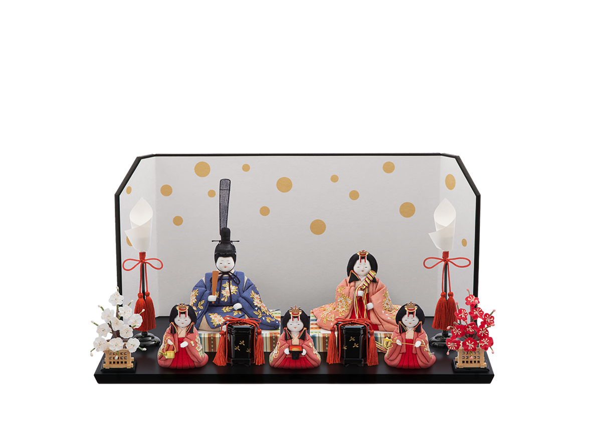 宝寿雛 本金箔蒔絵 五人飾り