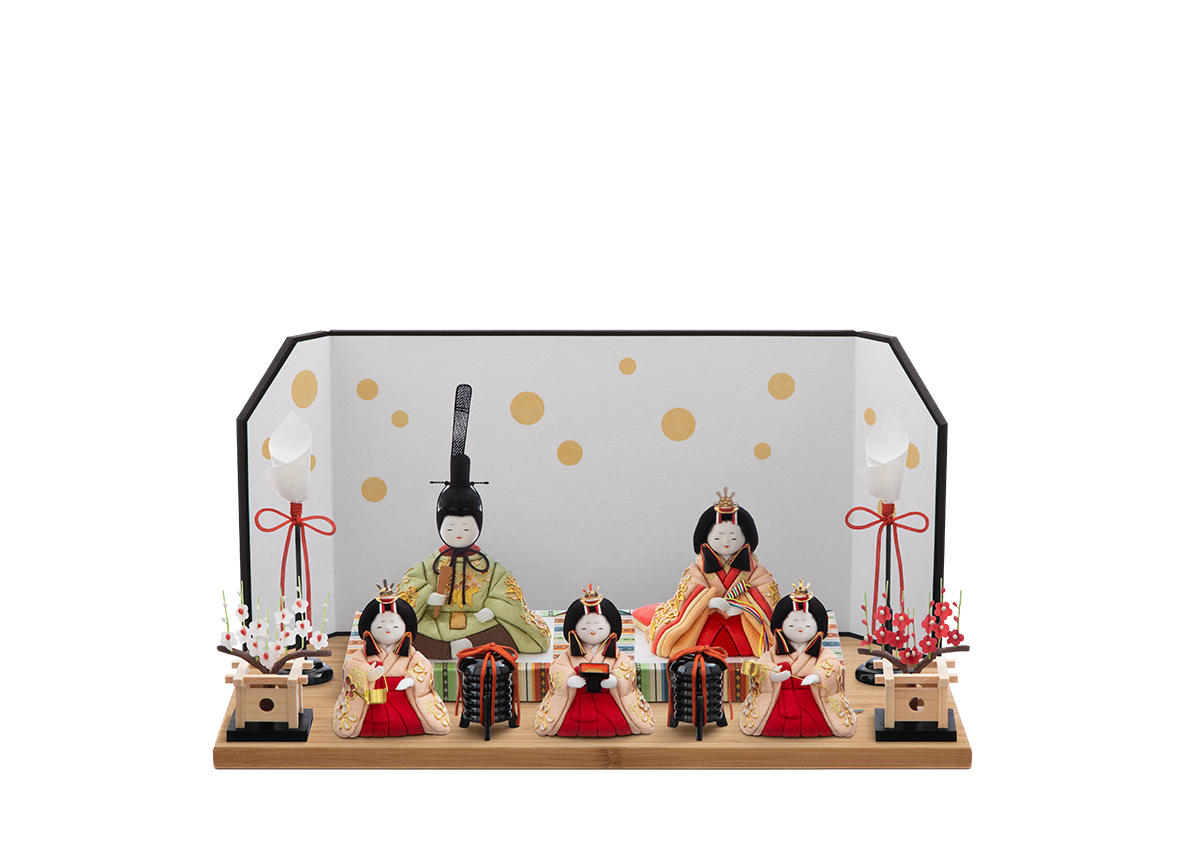 萌雛 本金箔蒔絵 五人飾り