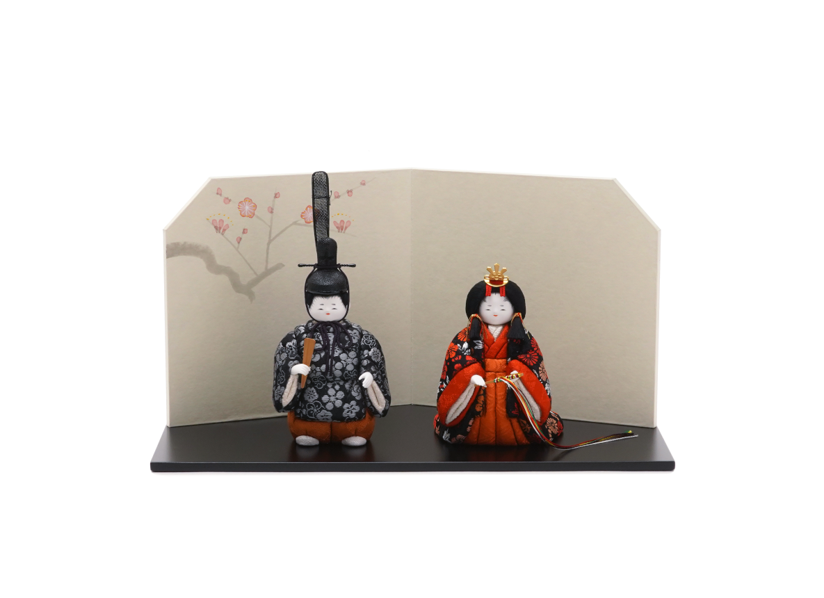 春日雛 黒塗台
