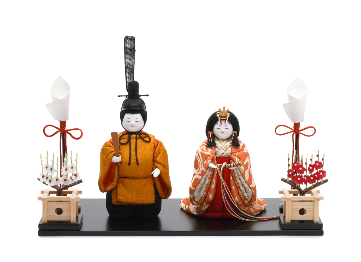 東雛 花・燭台付きセット (黒塗台)