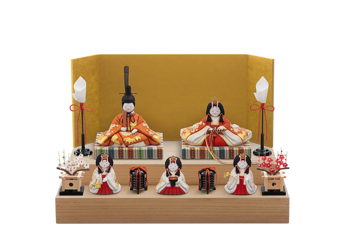 幸福雛 本金箔蒔絵 段飾り